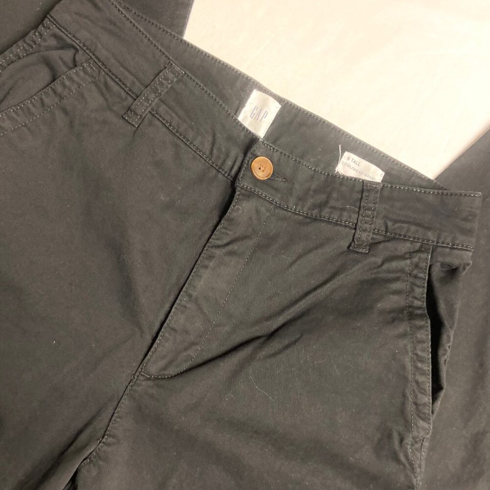 Gap High Rise Girlfriend Khakis with Washwell - Size 6, Long/Tall - Black